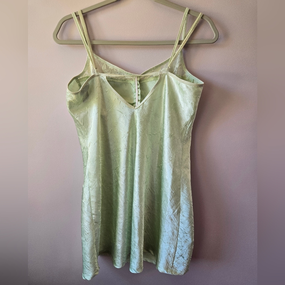 ​✨ VINTAGE Bisou Bisou Michele Bohbot Pastel Green Lace Trim Chemise Slip Dress - Picture 3 of 7